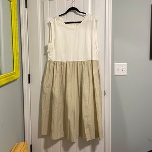 Tan and white Anthropologie dress 1x